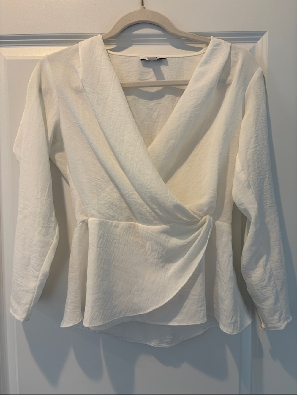 Topshop White Wrap Peplum Blouse
